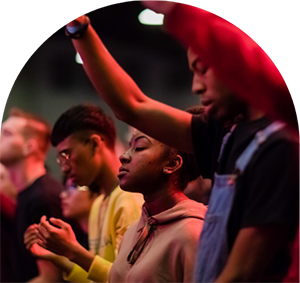 Image of people during worship at a church