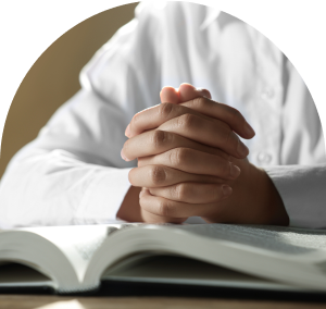 A photo of a hand holding a bible