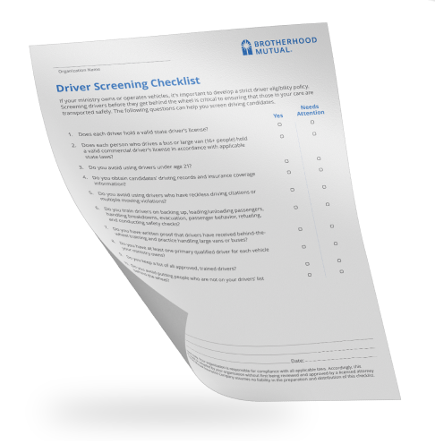 A photo of a driving screening checklist resource